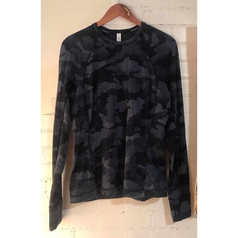 SOLD Lululemon Womens Blue Black Camo Runderful Long Sleeve Sz 12 EUC - Picture 5 of 11